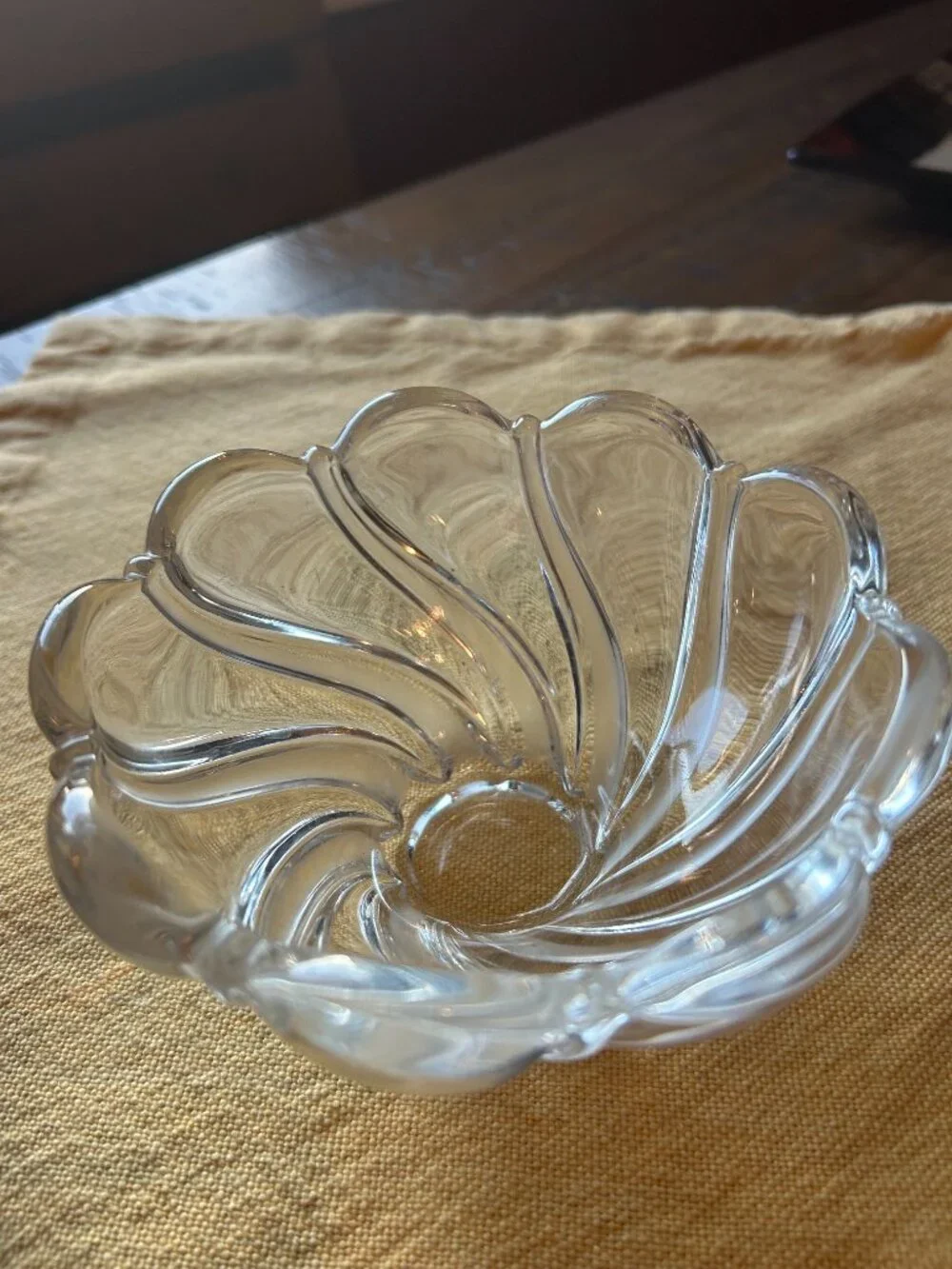Mikasa  peppermint  swirl Crystal Candy dish  with scalloped  edge   5.5 in dia